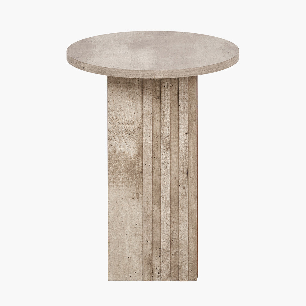 Elkton Concrete Effect Groove Detail Side Table